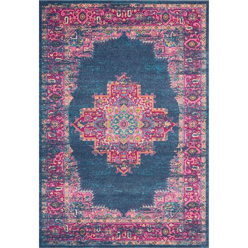 Nourison Passion Medallion Bohemian Indoor Rug Blue 6'7" x 9'6"