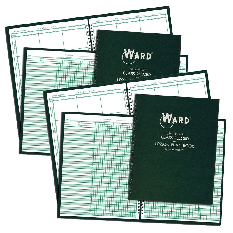 WARD® Combination 9-10 Week Class Record + 6 Period Lesson Plan Book, Pack of 2