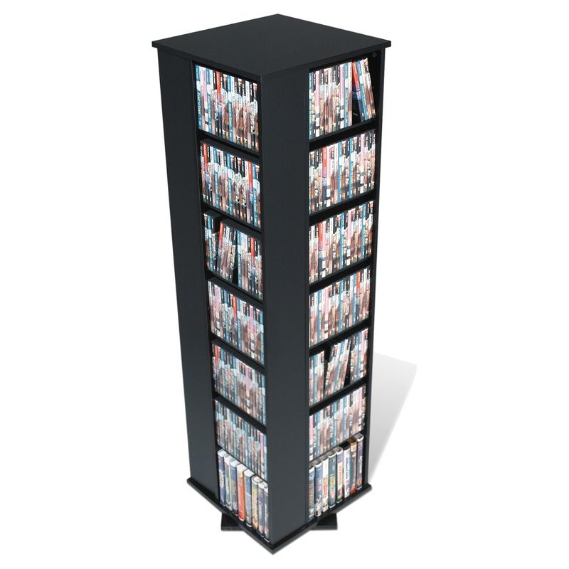 4 Sided Spinning Media Storage Black - Prepac: Holds 1040 CDs, 476 DVDs, Adjustable Shelves