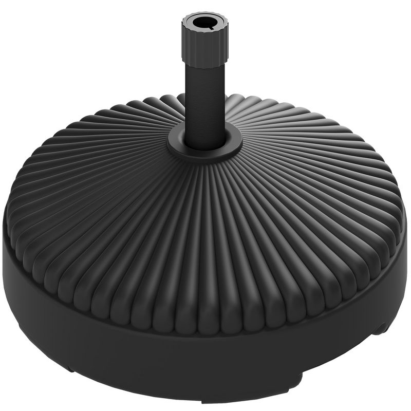 Outsunny Round Patio Umbrella Base Holder Outdoor Umbrella Stand, Filled Up to 62lbs with Stand or 51lbs with Water for Garden Poolside, Black