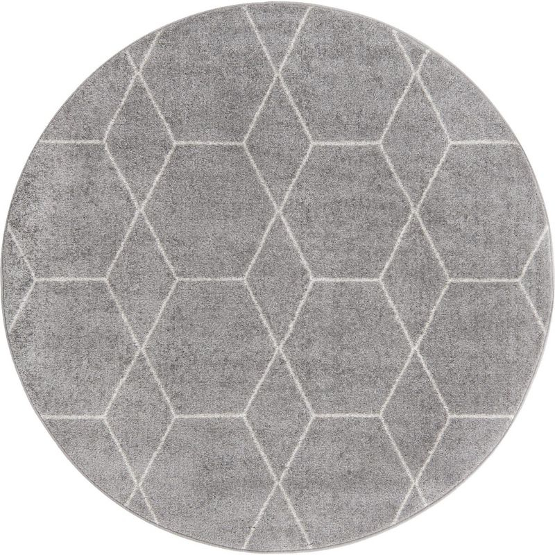Unique Loom 6' 0 x 6' 0 Trellis Frieze Geometric Light Gray Area Rug