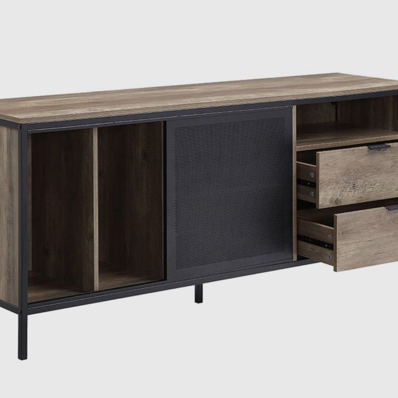 Acme Furniture Nantan TV Stand for TVs up to 60" Rustic Oak/Black Finish