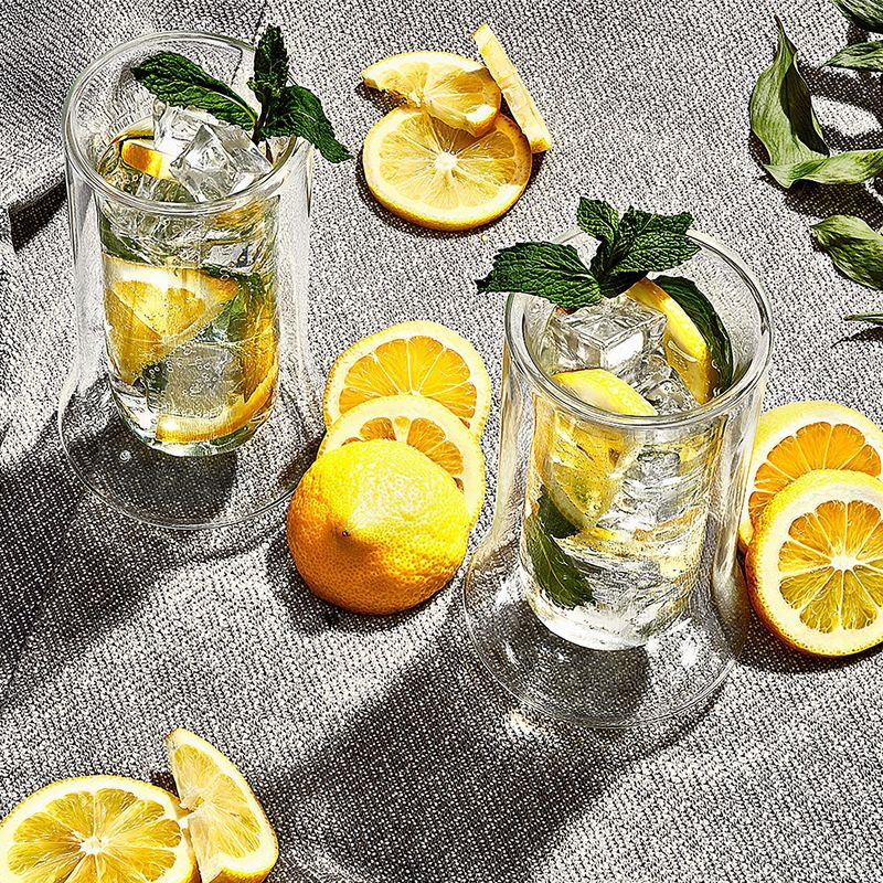 JoyJolt Cosmo Double Wall Highball Glasses – Set of 2 Insulated Glass Tumbler for Cocktails - 10 oz