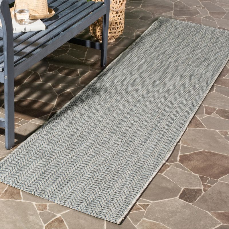 Courtyard CY8022 Power Loomed Indoor and Outdoor Area Rug - Grey/Navy - 8'x10' - Safavieh