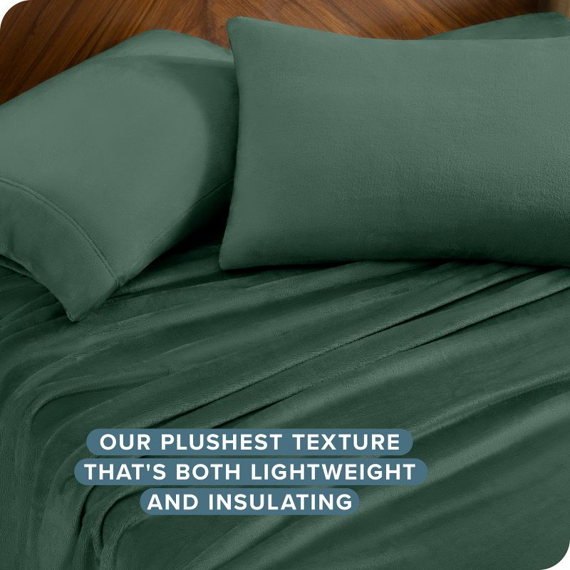 Velvety Soft Microplush Fleece Forest Green Queen Sheet Set by Bare Home
