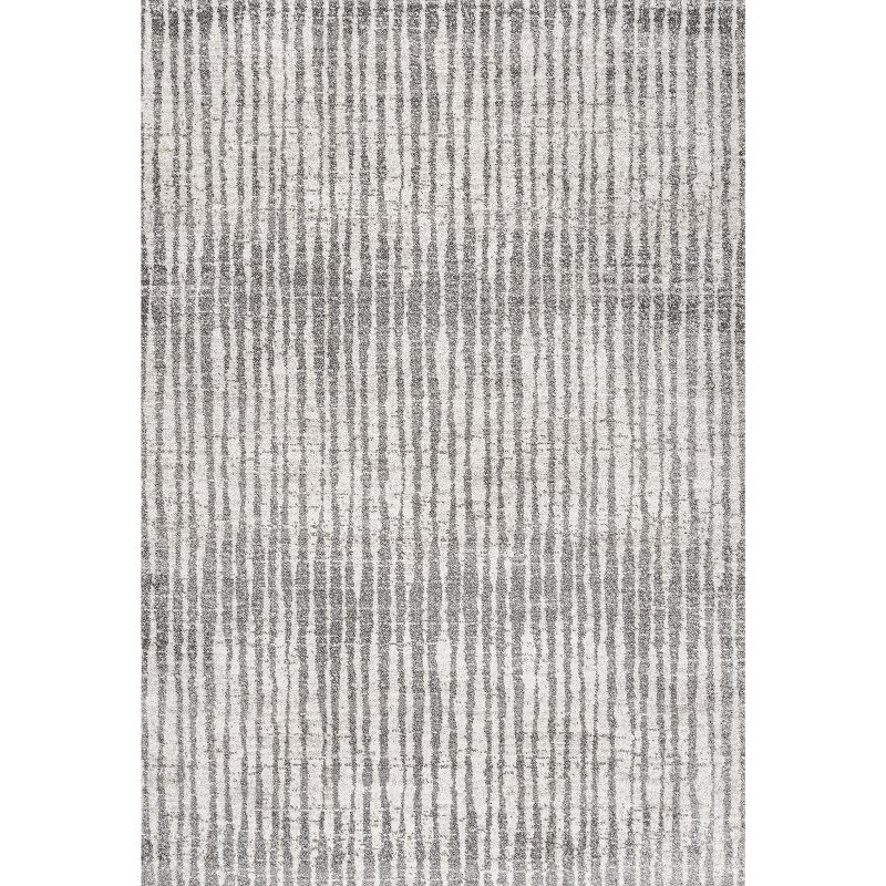 5'x8' Skoura Modern Bold Stripe Area Rug, Beige/Dark Gray - JONATHAN Y