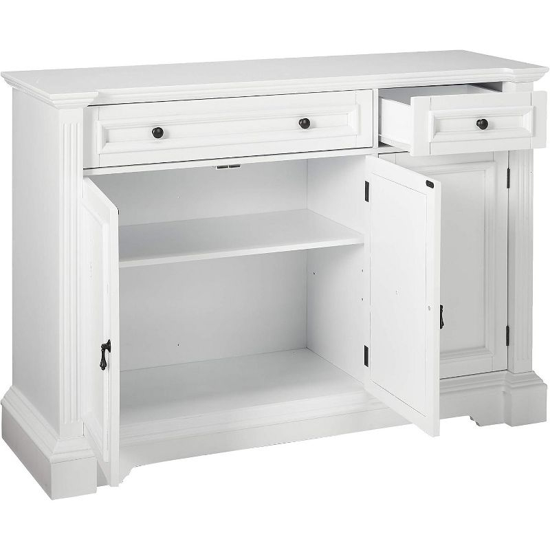 Kings Brand Furniture White Finish Wood Buffet Breakfront Cabinet Console Table With Storage, Drawers, Shelves
