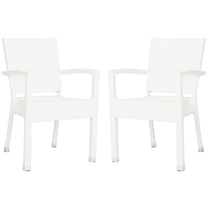 Kelda Stackable Arm Chair Indoor/Outdoor (Set Of 2) - PAT4004 - White - Safavieh