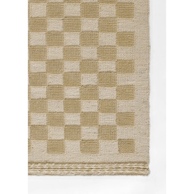 Momeni 6'3"x9' Willow Check Handwoven Area Rug Beige: Wool, Low Pile, Classic Pattern, Indoor, Handmade, Rectangle