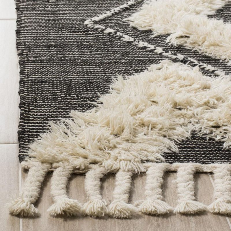 Kenya KNY903 Hand Knotted Area Rug - Black/Ivory - 8'9"x11'9" - Safavieh.