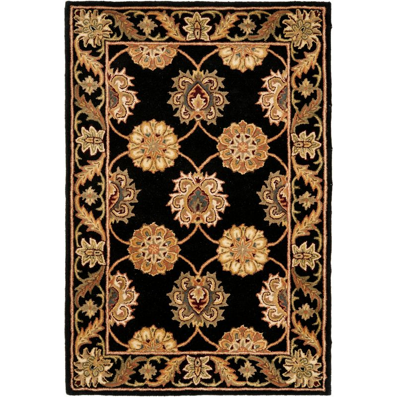 Heritage HG314 Handmade Area Rug - 4'x6' - Black - Safavieh