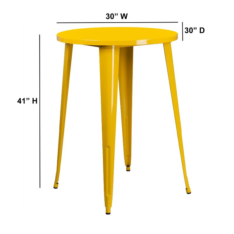 Emma and Oliver Commercial Grade 30" Round Yellow Metal Indoor-Outdoor Bar Height Table