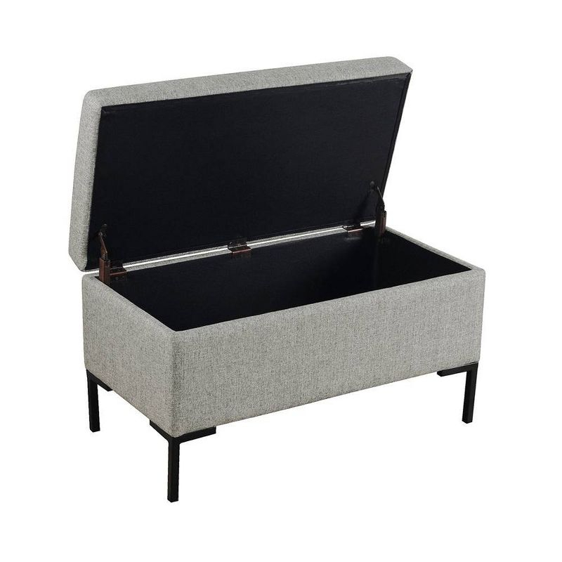 Medium Storage Bench with Metal Legs Gray Woven - HomePop