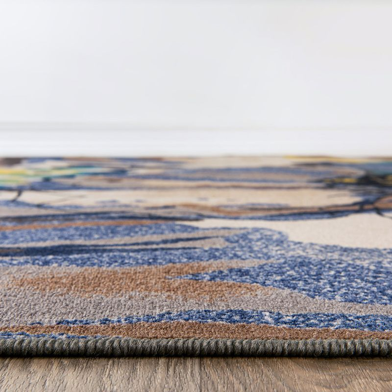 World Rug Gallery Modern Bright Flowers Non-Slip Area Rug - Cream 2'7"x4':  Low Pile,  Floral,  Stain-Resistant,  Indoor Use