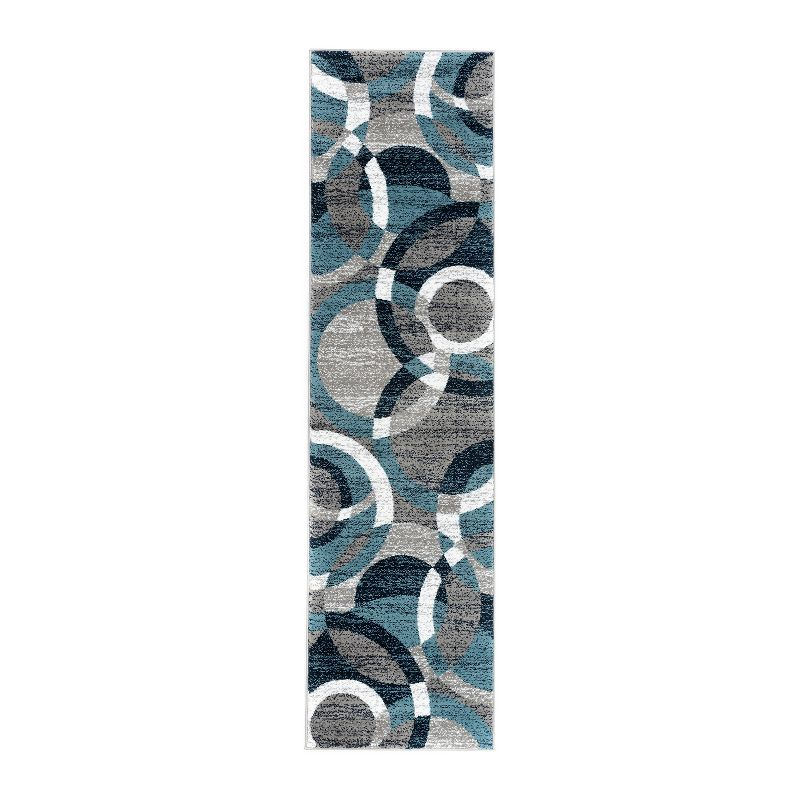 World Rug Gallery Geometric Circles Blue 2' x 7' Runner Rug