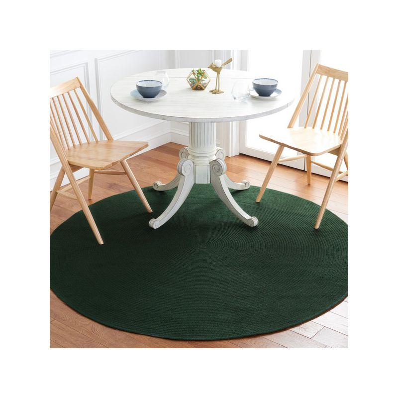 Braided BRD402 Hand Woven Area Rug - Dark Green - 5' round - Safavieh.