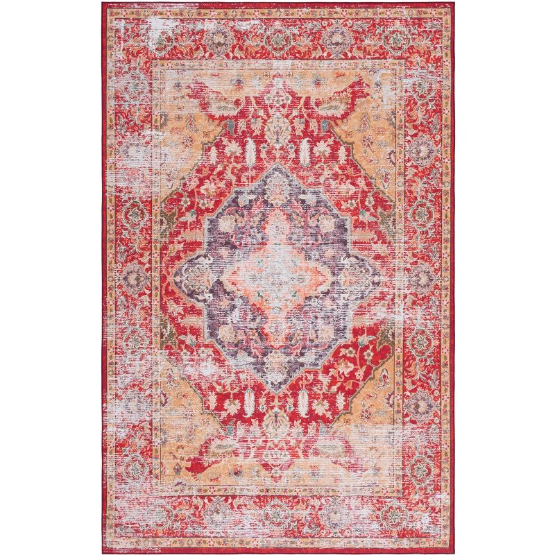 Tucson TSN131 Power Loomed Machine Washable Area Rug - Rust/Gold - 3'x5' - Safavieh.