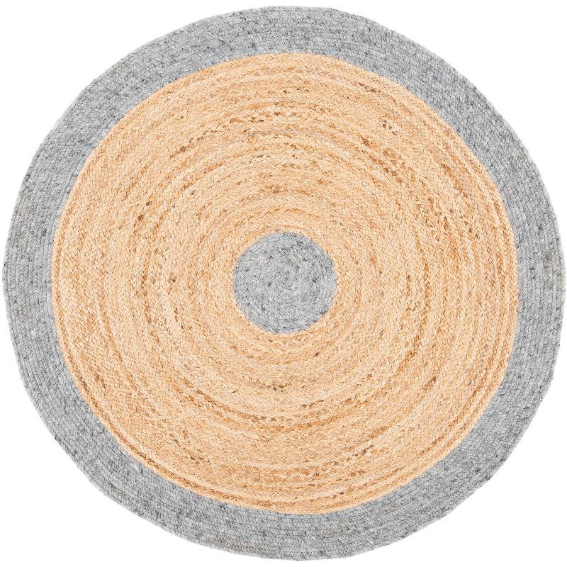 Braided BRD910 Hand Woven Indoor Accent Rug - Grey/Natural - 3' Round - Safavieh