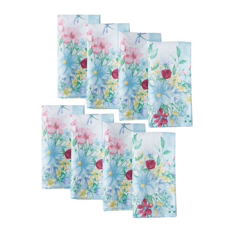Nottingham Double Border Napkin, Set of 8 - Multicolor - 17x17 - Elrene Home Fashions
