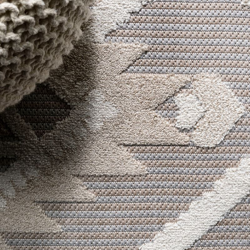 3'x5' Sumak High-Low Pile Neutral Diamond Kilim Indoor/Outdoor Area Rug, Beige/Gray - JONATHAN Y