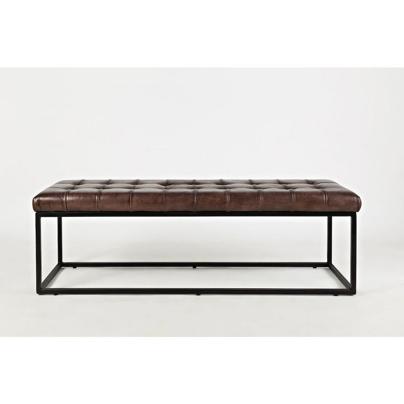 Global Archive 55" Genuine Distressed Leather Ottoman Bench