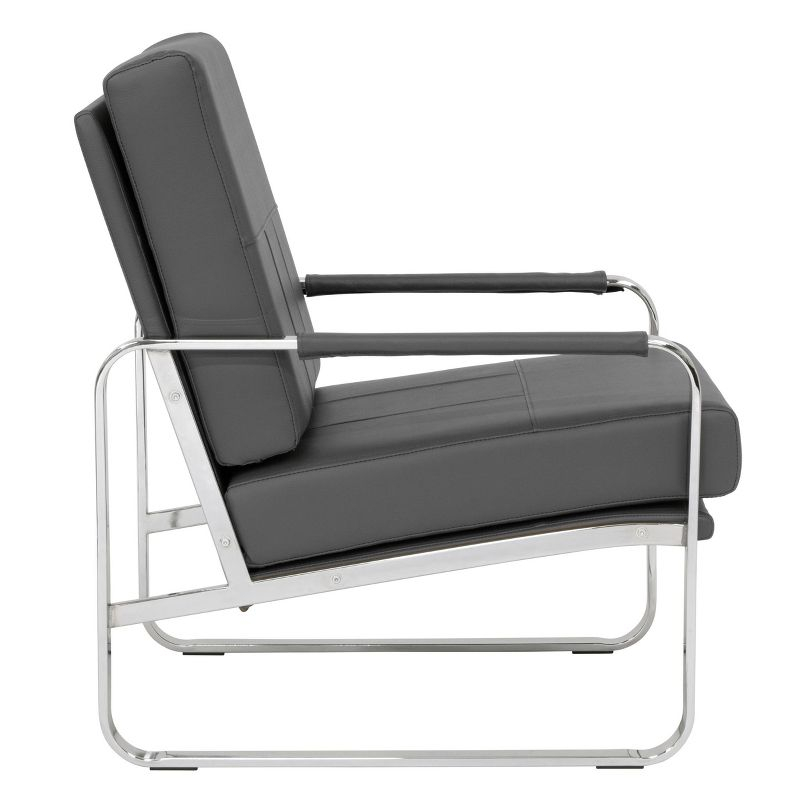 Allure Modern Blended Leather Accent Arm Chair Smoke Gray/Chrome - Studio Designs Home: Chrome-Finished, Comfortable Seating