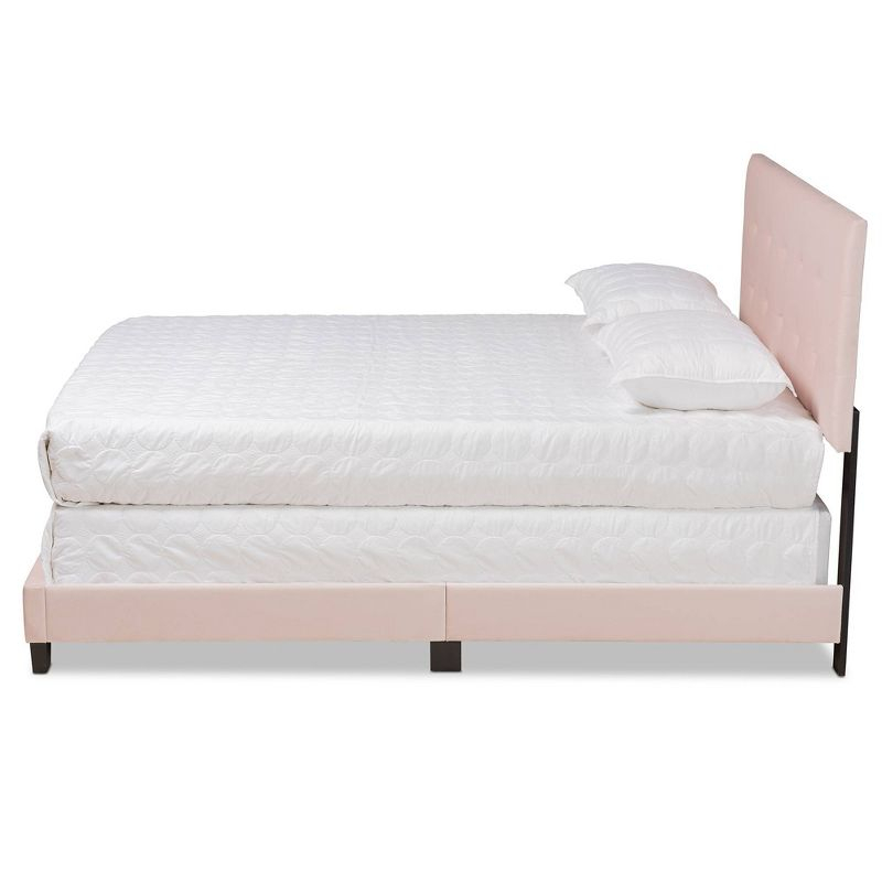 Queen Caprice Glam Velvet Fabric Upholstered Panel Bed Pink - Baxton Studio