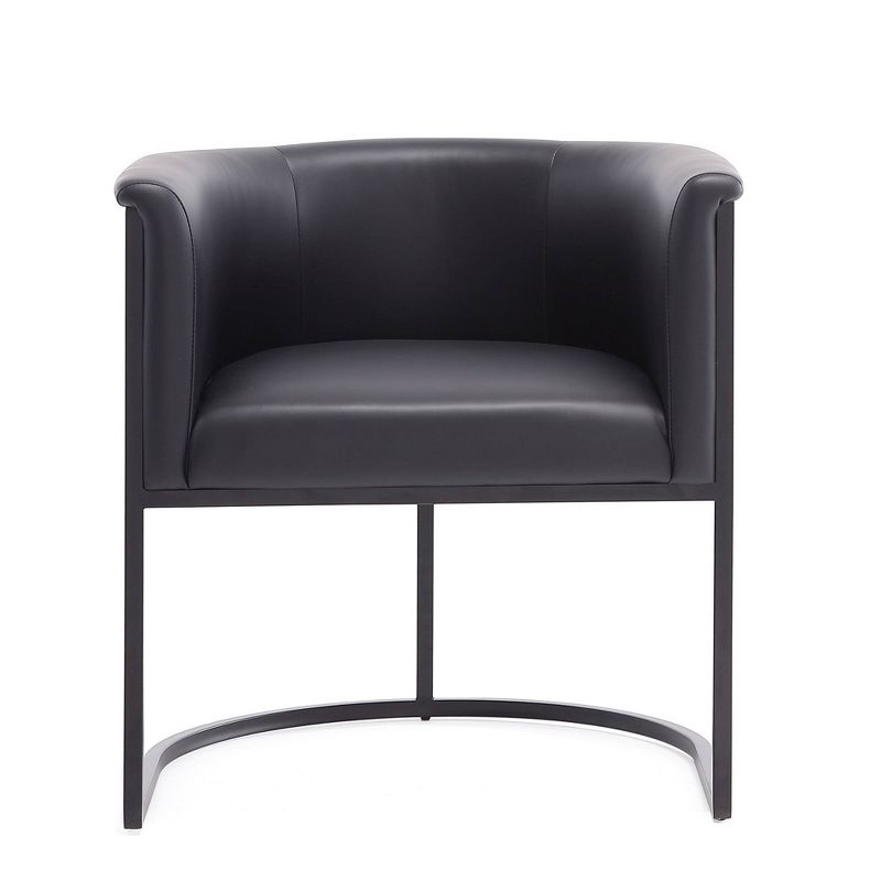 Bali Faux Leather Dining Chair Black - Manhattan Comfort: Upholstered Metal Frame, No Assembly Required, Armrests