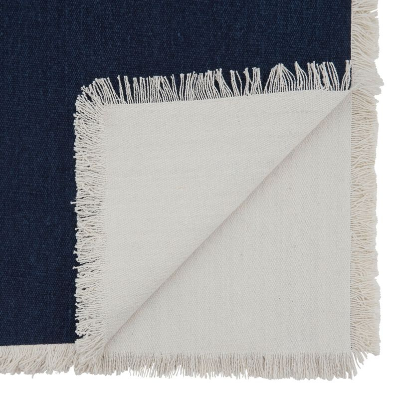 Saro Lifestyle Dining Table Runner With Fringe Borders, Navy Blue, 16" x 72"