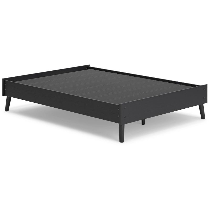 Signature Design by Ashley Full Charlang Platform Bed Black/Gray: Modern Style, No Box Spring Needed