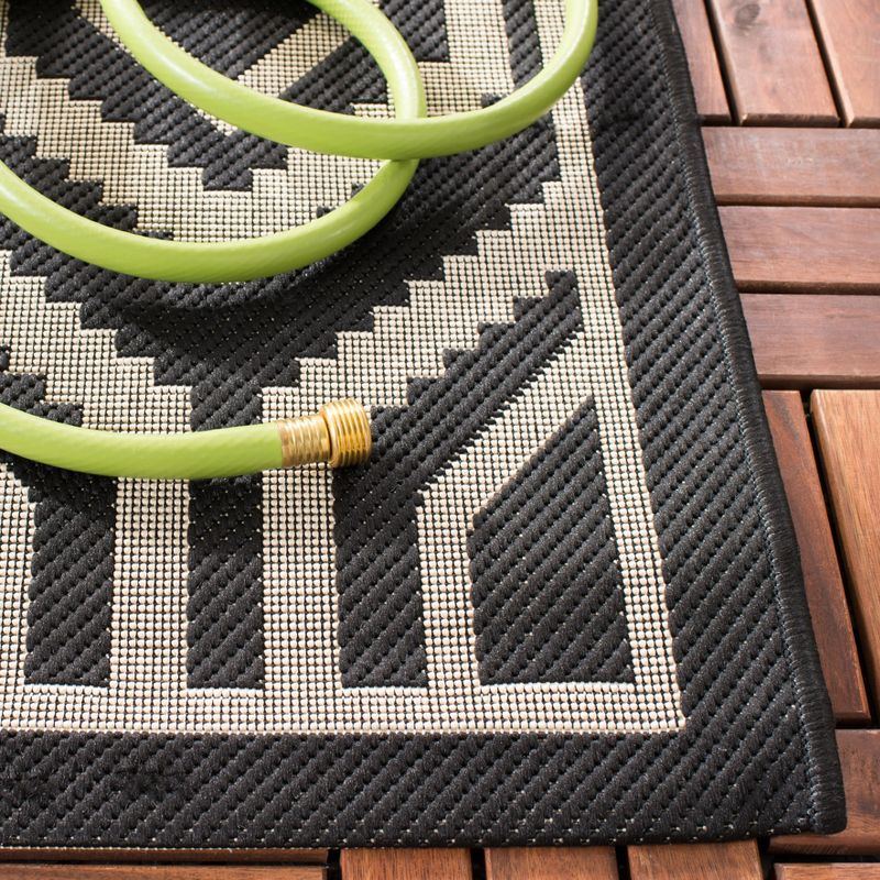 Courtyard CY6902 Power Loomed Indoor and Outdoor Runner Rug - Black/Beige - 2'3"x6'7" - Safavieh