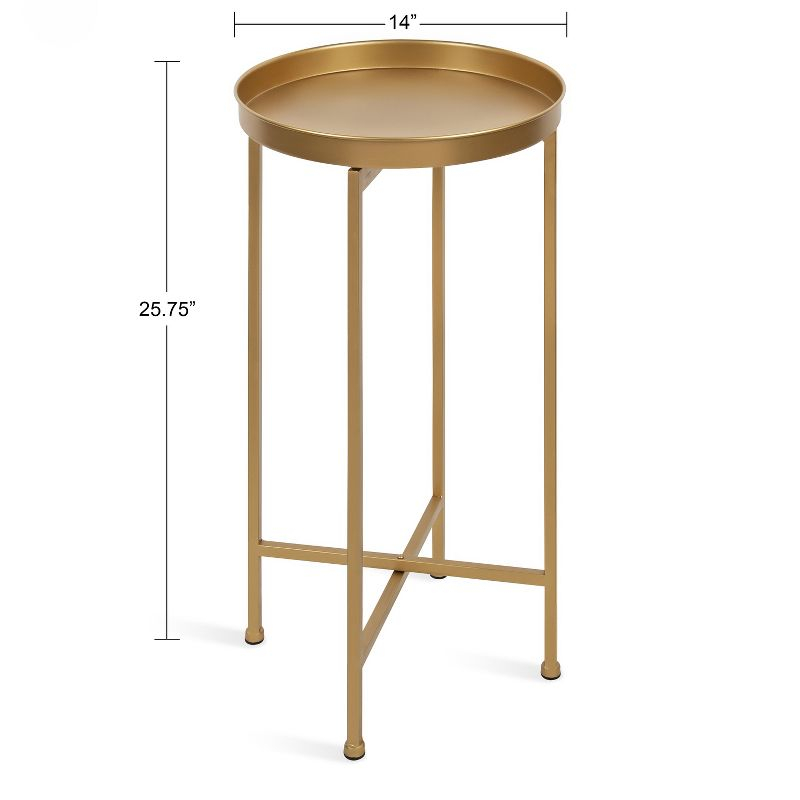 Kate and Laurel Celia Round Metal Tea Table, 14x14x25.75, Gold