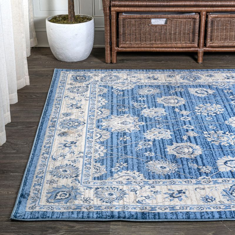 3' X 5' Modern Persian Vintage Moroccan Traditional Area Rug, Blue/Ivory - JONATHAN Y