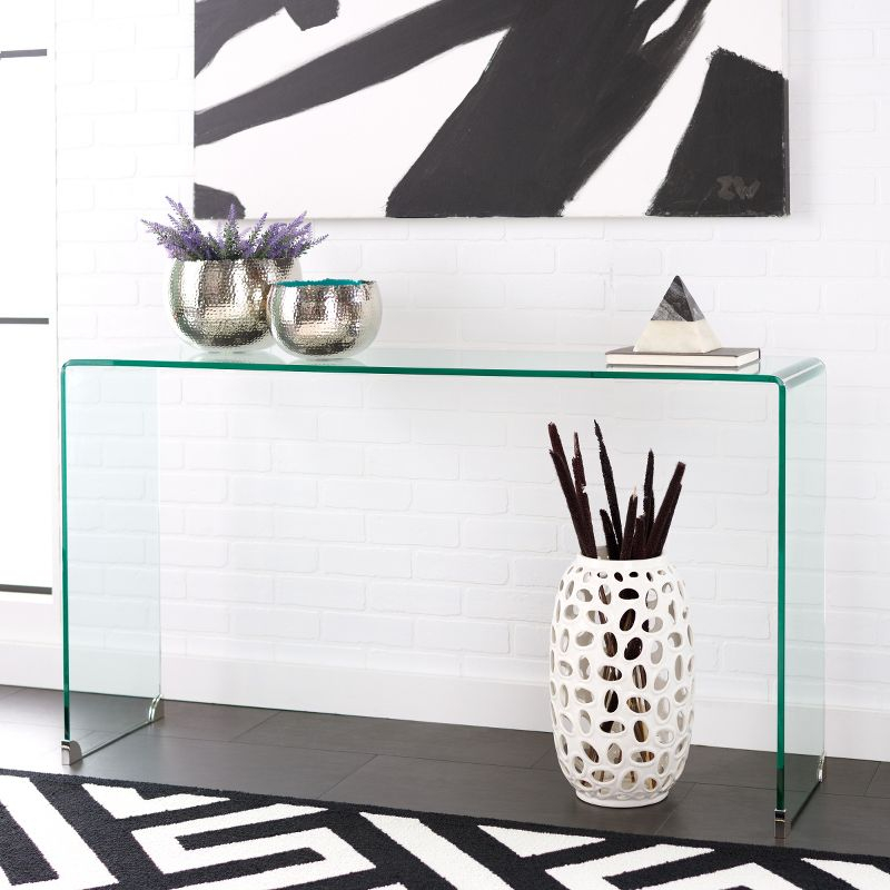 Huck Tempered Glass Console - Clear - Safavieh