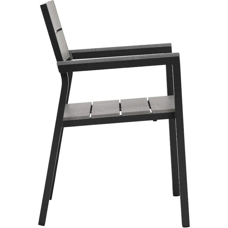 Modway Maine Outdoor Patio Dining Armchair – All-Weather Aluminum Frame Chair with Slatted Back and Armrests