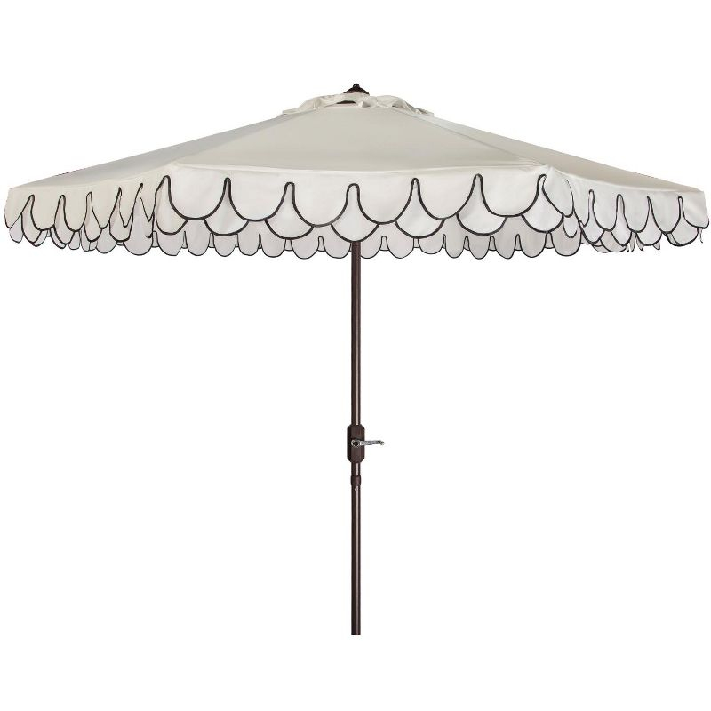 Venice 11Ft Round Crank Umbrella - PAT8110 - Ivory/Black - Safavieh