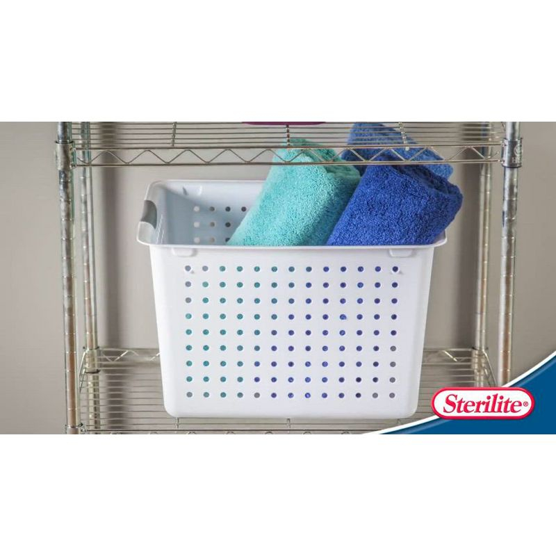 Sterilite Medium Ultra Basket, Storage Bin to Organize Closets, Cabinets, Pantry, Shelving and Countertop Space, White, 18-Pack