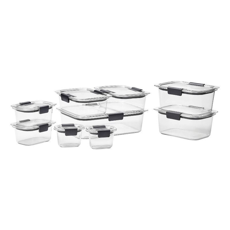 Rubbermaid Brilliance 18pc Plastic Food Storage Container Set: Clear, Microwave & Freezer Safe, Dishwasher Safe, Lids Included
