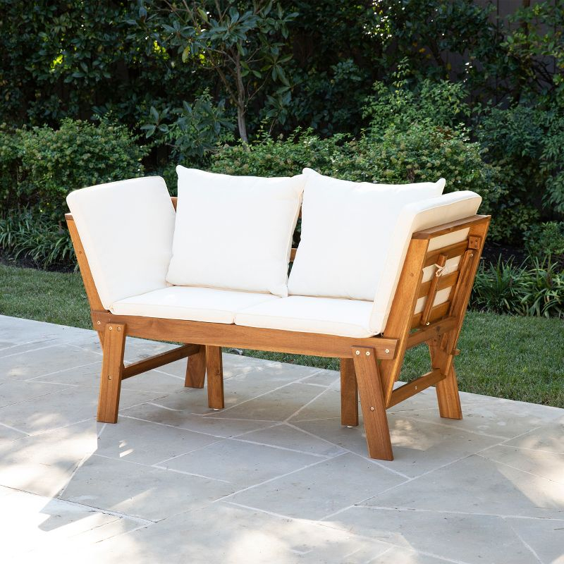 Holly & Martin Dolavon Outdoor Convertible Lounge Chair - Natural with Cream Cushions - SEI