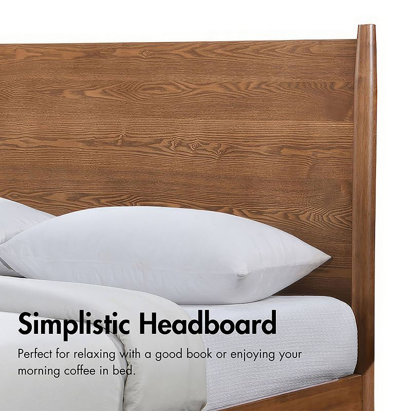 HOMES: Inside + Out Full Riverstone Mid-Century Modern Platform Bed with Headboard Walnut Wood
