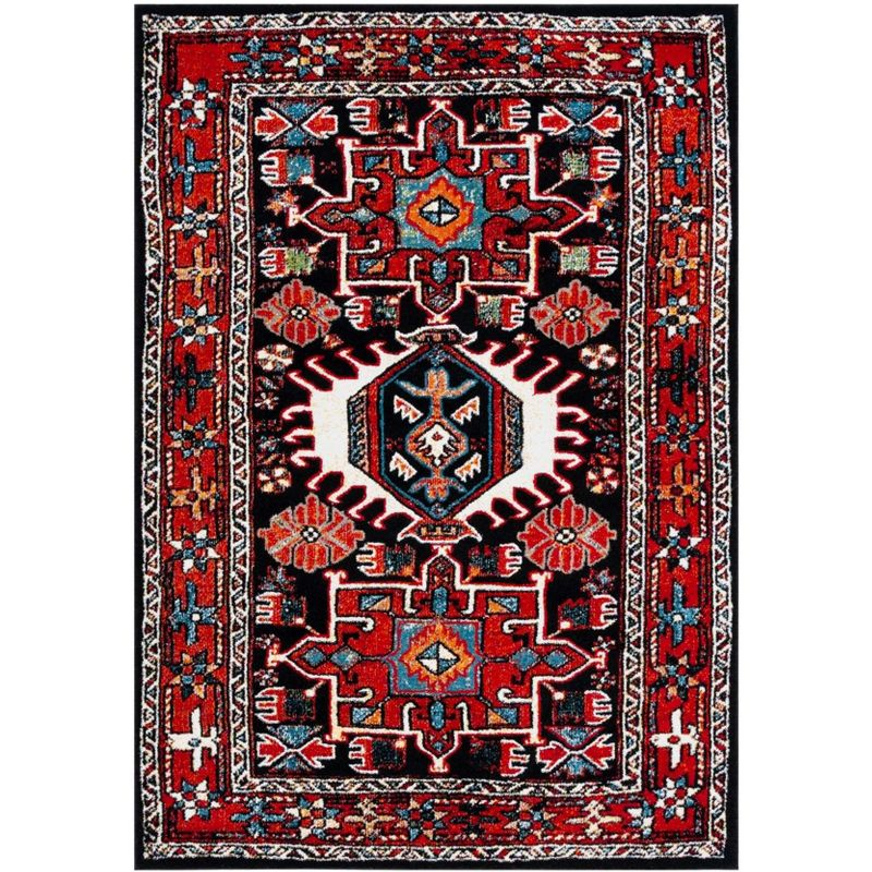 Vintage Hamadan VTH229 Power Loomed Indoor Area Rug - Red/Black - 4'x6' - Safavieh