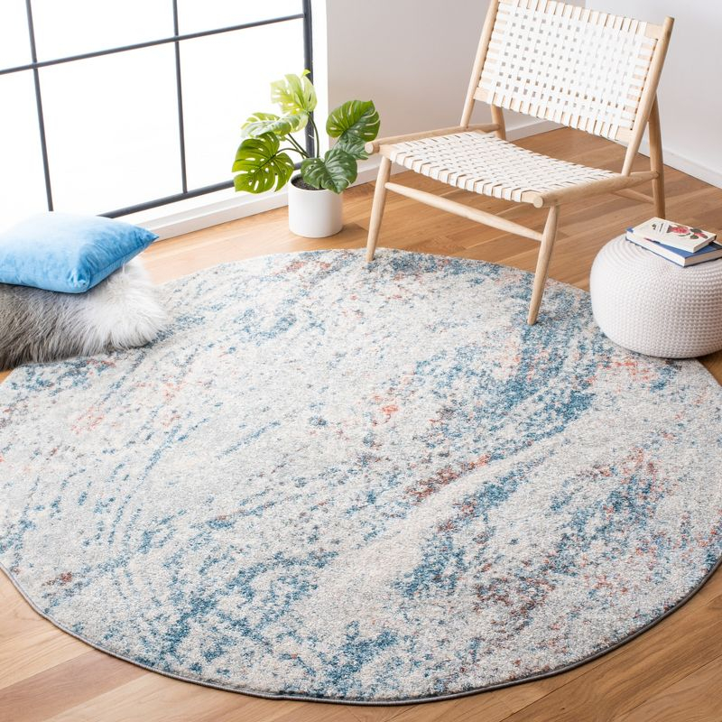 Tulum TUL210 Power Loomed Area Rug - Ivory/Blue - 3' round - Safavieh.