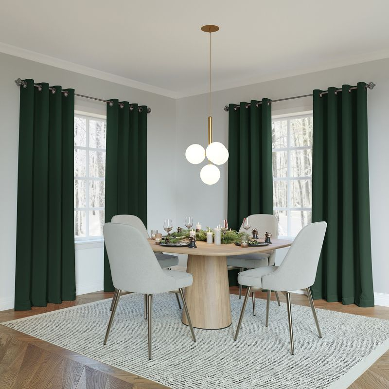 52"x108" Sun Zero Blackout Oslo Theater Grade Grommet Curtain Panel Evergreen: Modern Energy Efficient Noise Reduction