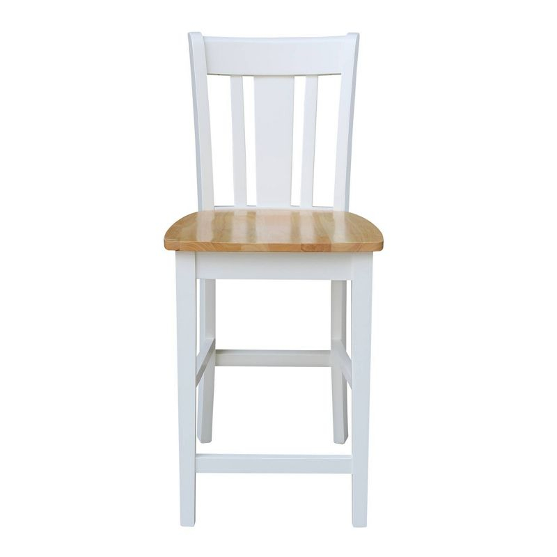 International Concepts 24" San Remo Counter Height Barstool White/Natural: Hardwood Frame, Armless Design, Fixed Seat Height