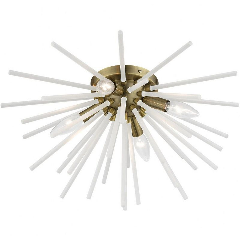 Livex Lighting Uptown 4 - Light Flush Mount in  Antique Brass