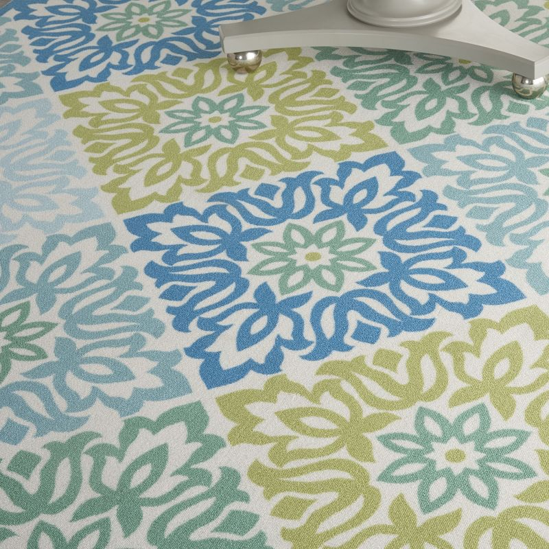 Waverly Sun & Shade "Sweet Things" Marine Indoor/Outdoor Area Rug by Nourison SND23 7'9" x 10'10"