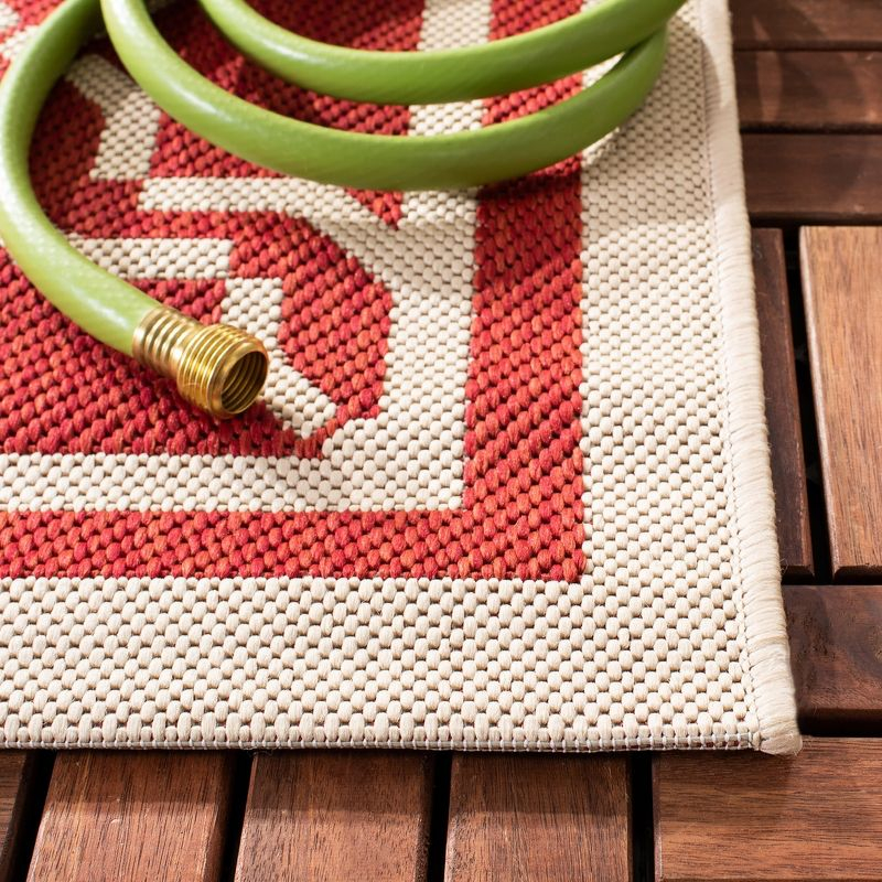 Courtyard CY6916 Power Loomed Indoor and Outdoor Area Rug - Red/Bone - 6'7"x6'7" - Safavieh
