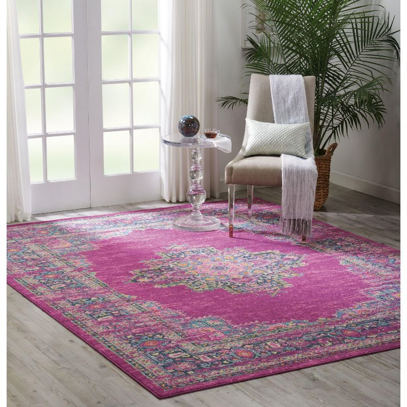 Nourison Passion Medallion Bohemian Indoor Rug Fuchsia 9' x 12'