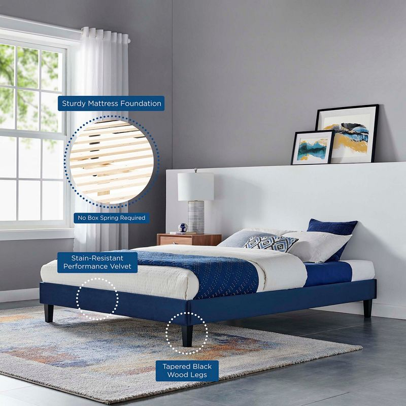 Modway Reign Queen Performance Velvet Platform Bed Frame