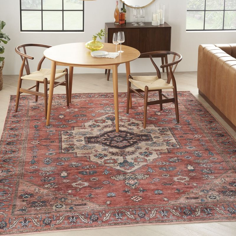 Nourison Washable Brilliance 5'3" x 7'3" Rust Multi Vintage Indoor Rug